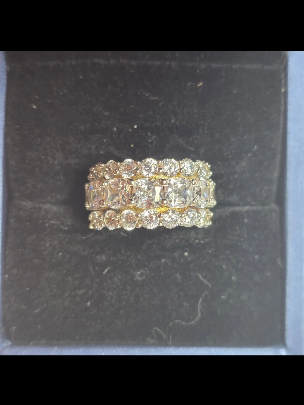Italo Jewelry 5925 Wide Triple-Row Eternity Band 925 Sterling Silver White Sapph